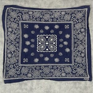 Vintage Fast Color Navy Blue Bandana 100% Cotton RN 13960 Paisley Western